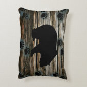 ブラックベアーブラックベアーズポーズウッド素朴 アクセントクッション (裏面(縦))