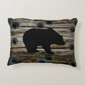 ブラックベアーブラックベアーズポーズウッド素朴 アクセントクッション (裏面)