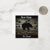 ブラックベアーブラックベアーズポーズウッド素朴 ノートカード (正面/裏面インサイチュ)
