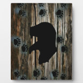 ブラックベアーブラックベアーズポーズウッド素朴 フォトプラーク (正面)