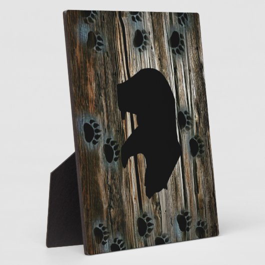 ブラックベアーブラックベアーズポーズウッド素朴 フォトプラーク (側面)