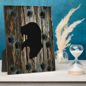 ブラックベアーブラックベアーズポーズウッド素朴 フォトプラーク (側面)