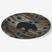 ブラックベアーブラックベアーズポーズウッド素朴 ペーパープレート (アングル)