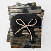 ブラックベアーブラックベアーズポーズウッド素朴 ラッピングペーパーシート (インサイチュ)