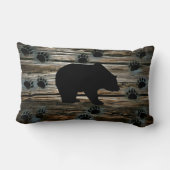 ブラックベアーブラックベアーズポーズウッド素朴 ランバークッション (裏面)