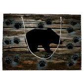 ブラックベアーブラックベアーズポーズウッド素朴 ラージペーパーバッグ (裏面)