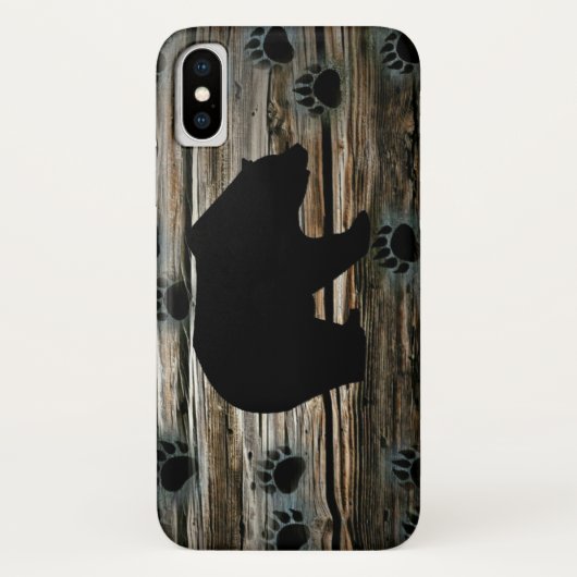 ブラックベアーブラックベアーズポーズウッド素朴 Case-Mate iPhoneケース (裏面)