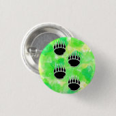 ブラックベアーポープリントグリーンウォーター色 缶バッジ (正面&裏面)