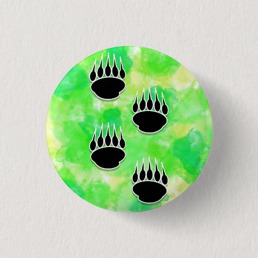 ブラックベアーポープリントグリーンウォーター色 缶バッジ (正面)