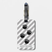 ブラックベアーポープリントホワイトグレーストライプカラー ラゲッジタグ (裏面縦)