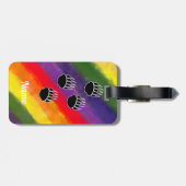 ブラックベアーポーレインボーウォーターカラー名前をカスタムする ラゲッジタグ (裏面横)