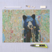 ブラックベアーモザイクパターンプリントデコページ 薄葉紙 (クラフト)