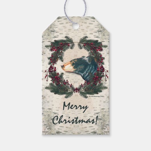 ブラックベア樺の木バークパインベリー ギフトタグ (正面)