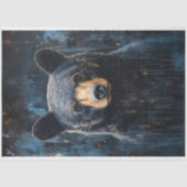 ブラックベア素朴ポートレートデコパージュ 薄葉紙 (正面)