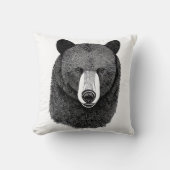 ブラックベア顔オリジナルアニマルアートスケッチ クッション (正面)