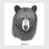 ブラックベア顔オリジナルアニマルアートスケッチ シール (シート)