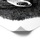 ブラックベア顔オリジナルアニマルアートスケッチ ポスター (角)