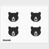 ブラックベア顔 楕円形シール (シート)