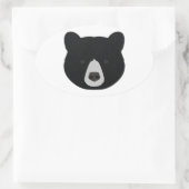 ブラックベア顔 楕円形シール (バッグ)