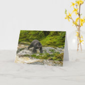 ブラックベア魚釣り |クアクリークブリティッシュコロンビア カード (黄色い花)