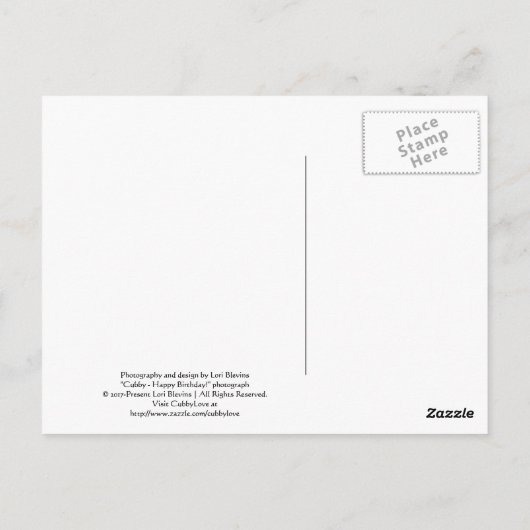 ブラックベア - "Cubby - ハッピーバースデー!" ポストカード (裏面)