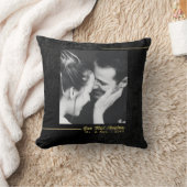 ブラックベエレガントルベット金ゴールド初めてのクリスマス結婚した クッション (ブランケット)