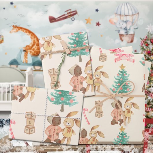 ブラックベビーガールズ初めてのクリスマスホリデイ ラッピングペーパーシート