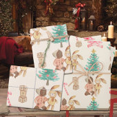 ブラックベビーガールズ初めてのクリスマスホリデイ ラッピングペーパーシート