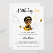 ブラックベビーガールビーベビーシャワー招待状 招待状 (正面/裏面)