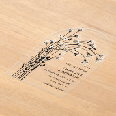 ブラックベビーズブレスアーチ結婚ーズ アクリル招待状 (レイダウン)