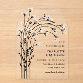 ブラックベビーズブレスアーチ結婚ーズ アクリル招待状 (正面)