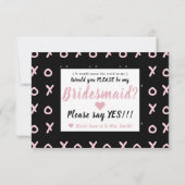 ブラックベビーピンクX O XO XO's Be my Bridesmaid Card 出欠カード (裏面)