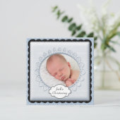 ブラックベビーブルーボーイズ写真《キリスト教》洗礼式や命名式招待状 招待状 (スタンド正面)