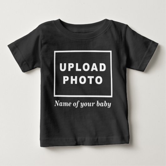 ブラックベビーTシャツのベビーの名前と写真 ベビーTシャツ (正面)