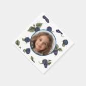 ブラックベリカスタムーの写真と名前紙プレート スタンダードカクテルナプキン (角)