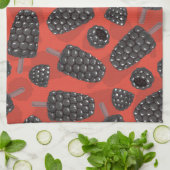 ブラックベリーとブラックベリーのアイスクリームパターン キッチンタオル (折り畳み)