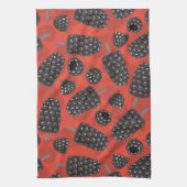 ブラックベリーとブラックベリーのアイスクリームパターン キッチンタオル (縦)