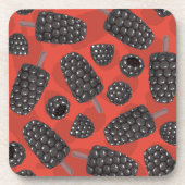ブラックベリーとブラックベリーのアイスクリームパターン コースター (正面)