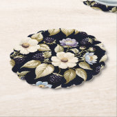 ブラックベリーと開花 ペーパーコースター (アングル)