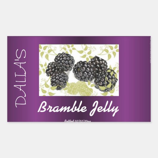 ブラックベリーのイバラのジャムラベル 長方形シール (正面)