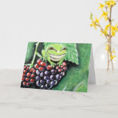 ブラックベリーの小さなツリ絵画ガエル カード (黄色い花)
