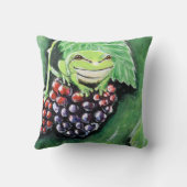 ブラックベリーの小さなツリ絵画ガエル クッション (裏面)