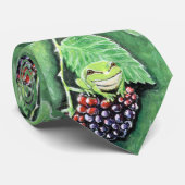 ブラックベリーの小さなツリ絵画ガエル ネクタイ (ロール)
