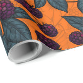 ブラックベリーの手のパタ描ーン ラッピングペーパー (ロールコーナー)
