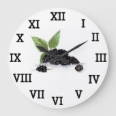 ブラックベリーの水の色の果実の夏カラフル ラージ壁時計 (正面)
