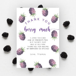 ブラックベリーの誕生日感謝していパーティー サンキューカード