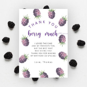 ブラックベリーの誕生日感謝していパーティー サンキューカード