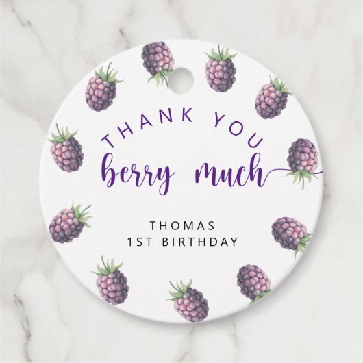 ブラックベリーの誕生日感謝していパーティー フェイバータグ (正面)
