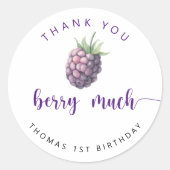 ブラックベリーの誕生日感謝していパーティー ラウンドシール (正面)