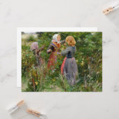 ブラックベリーを摘む3人の女の子 カード (正面/裏面インサイチュ)